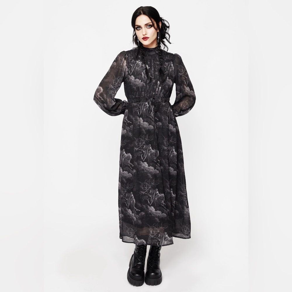 Disturbia Revelation Chiffon High Neck Midaxi Dress - NWT